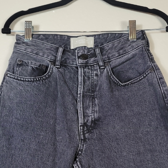 Everlane Curvy 90s Cheeky Straight Jean Size 25 Cropped Organic Gray Button Fly - Picture 3 of 13